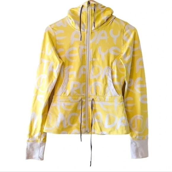 Lululemon Victory Manifest Casual Long Sleeve Women's Jacket Yellow White Sz 4. - Picture 2 of 16